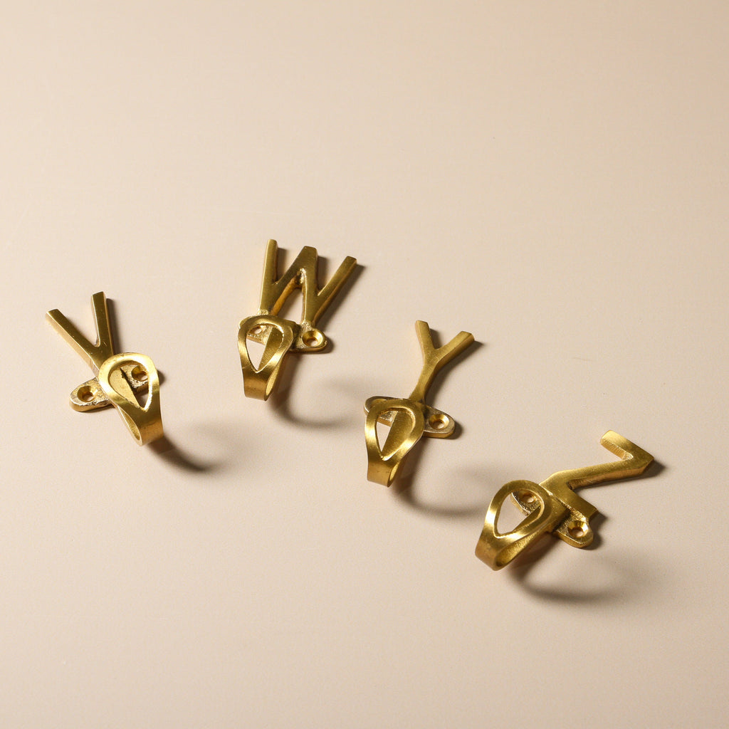 Alphabet Brass Wall Hook - Few and Far - Hooks