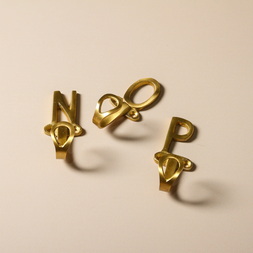 Alphabet Brass Wall Hook - Few and Far - Hooks