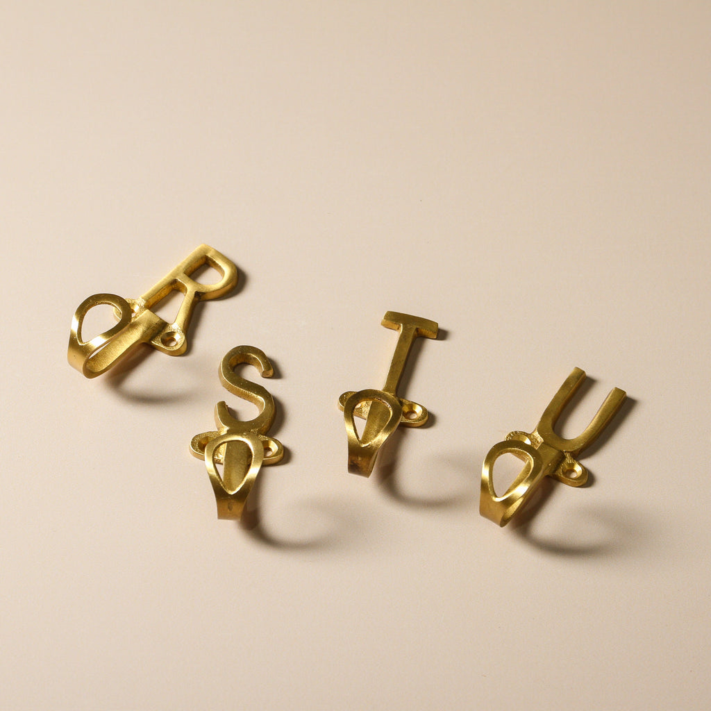 Alphabet Brass Wall Hook - Few and Far - Hooks