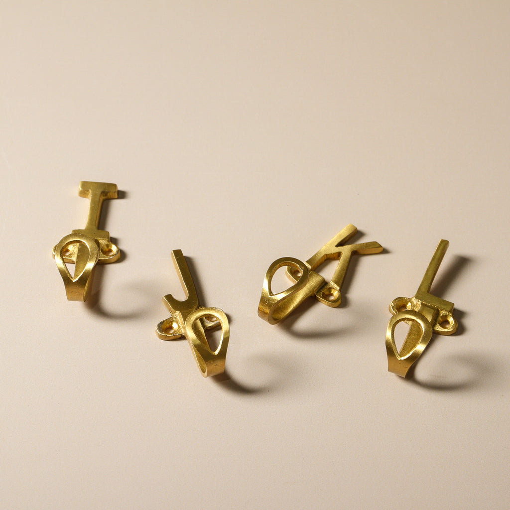 Alphabet Brass Wall Hook - Few and Far - Hooks