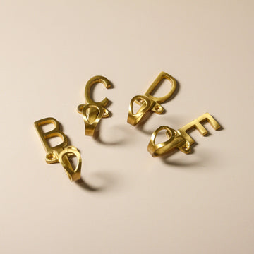 Alphabet Brass Wall Hook - Few and Far - Hooks