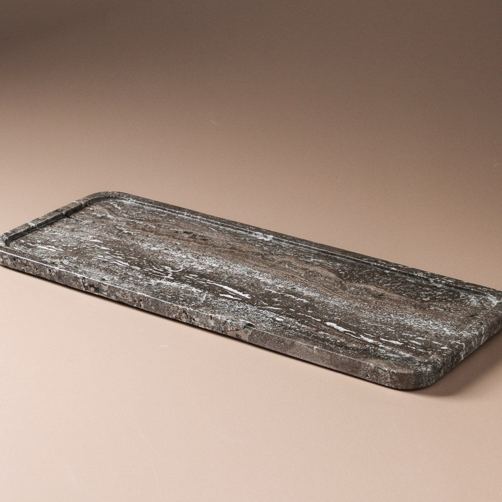 Arya Tray Grey Travertine Small - Few and Far - Decorative Trays