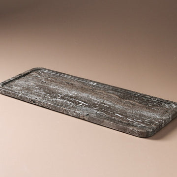 Arya Tray Grey Travertine Small - Few and Far - Decorative Trays