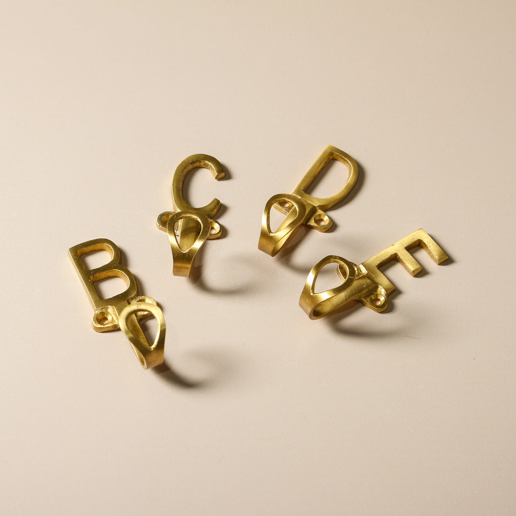 Alphabet Brass Wall Hook - Hooks - IMAGE 2