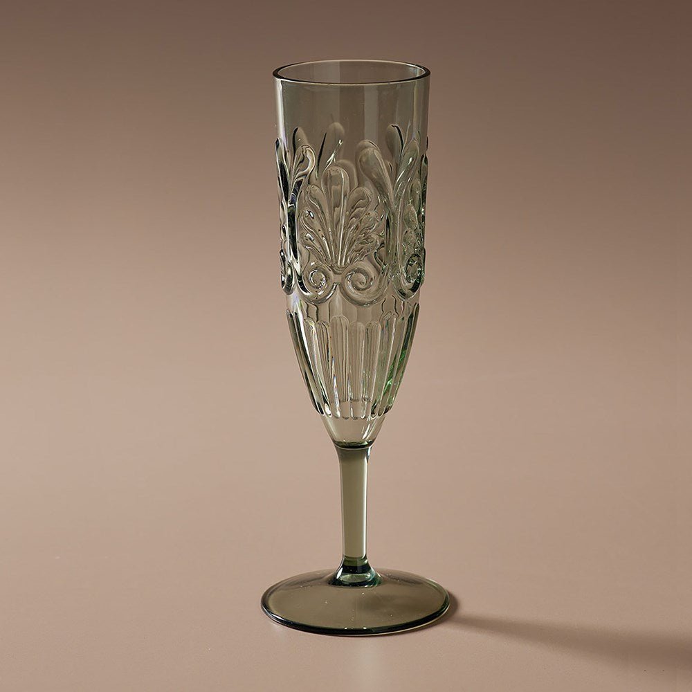 Flemington Acrylic Champagne Flute Green - Few and Far - Glassware