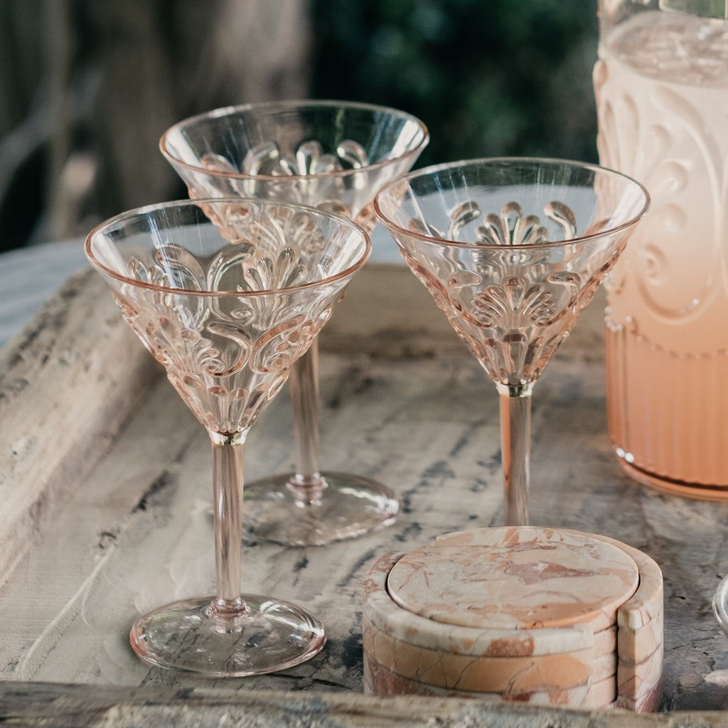 Flemington Acrylic Martini Glass Pale Pink - Few and Far - Glassware