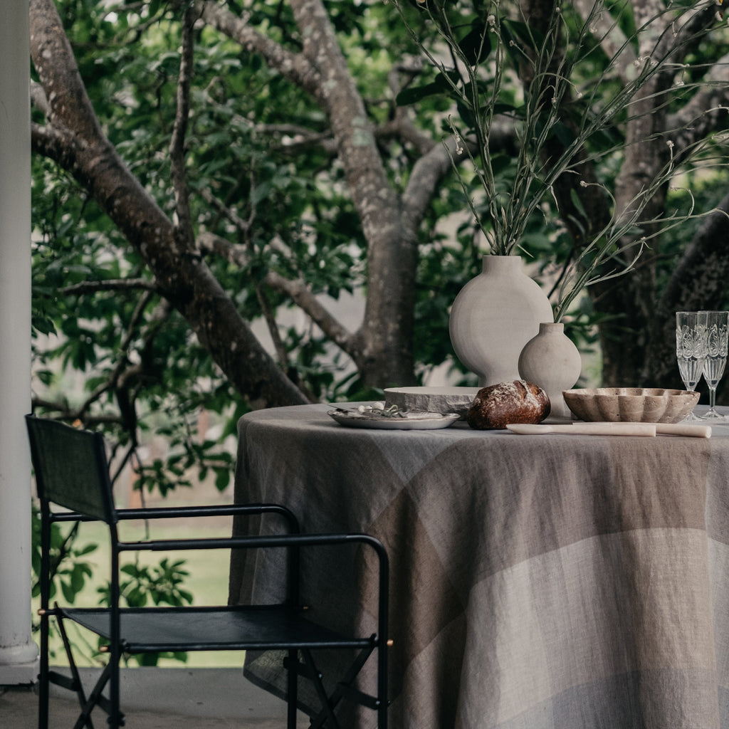 Harriet Tablecloth Coal 160x300 - Few and Far - Tablecloths
