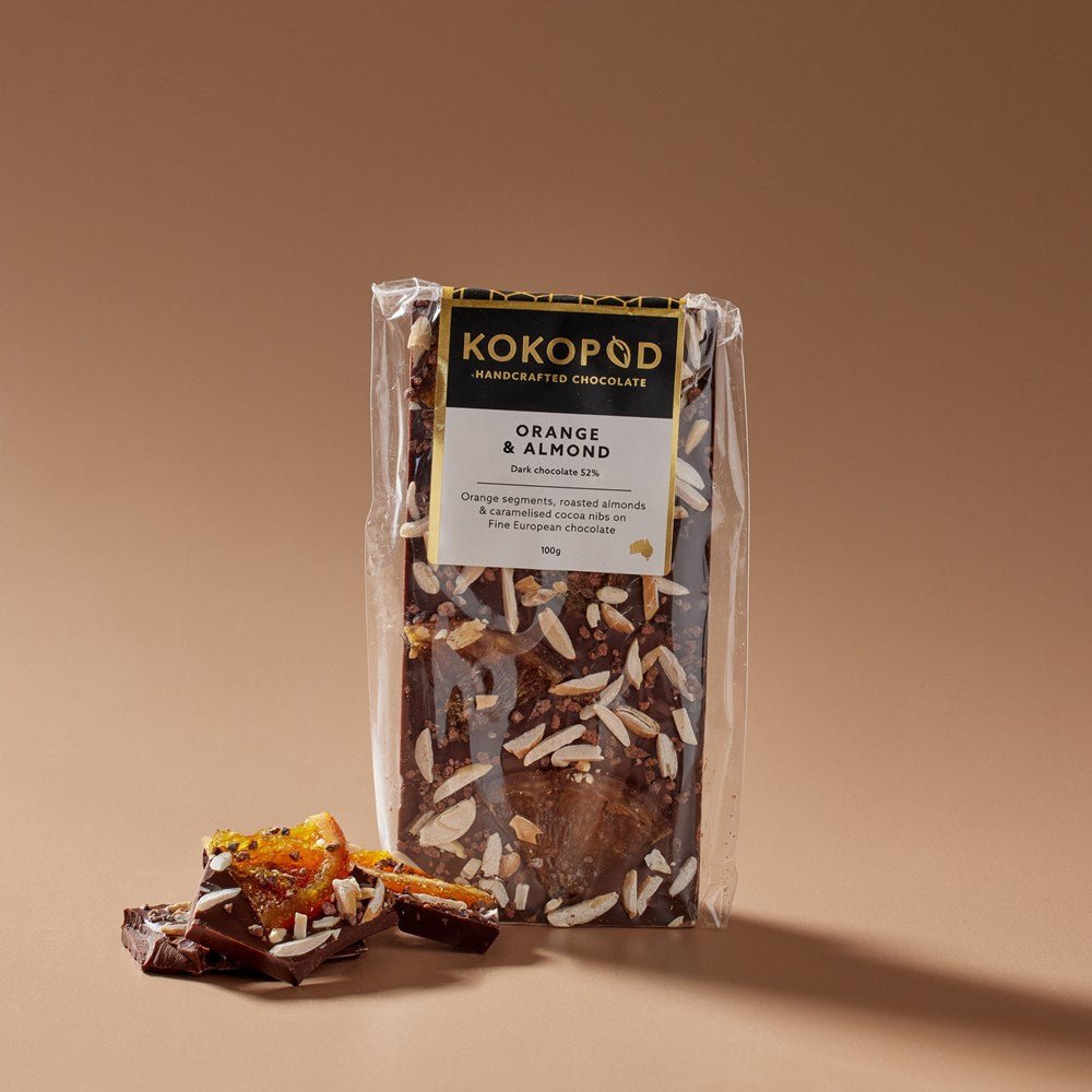 Kokopod Chocolate Block Orange & Almond 100g - Few and Far - Gifts