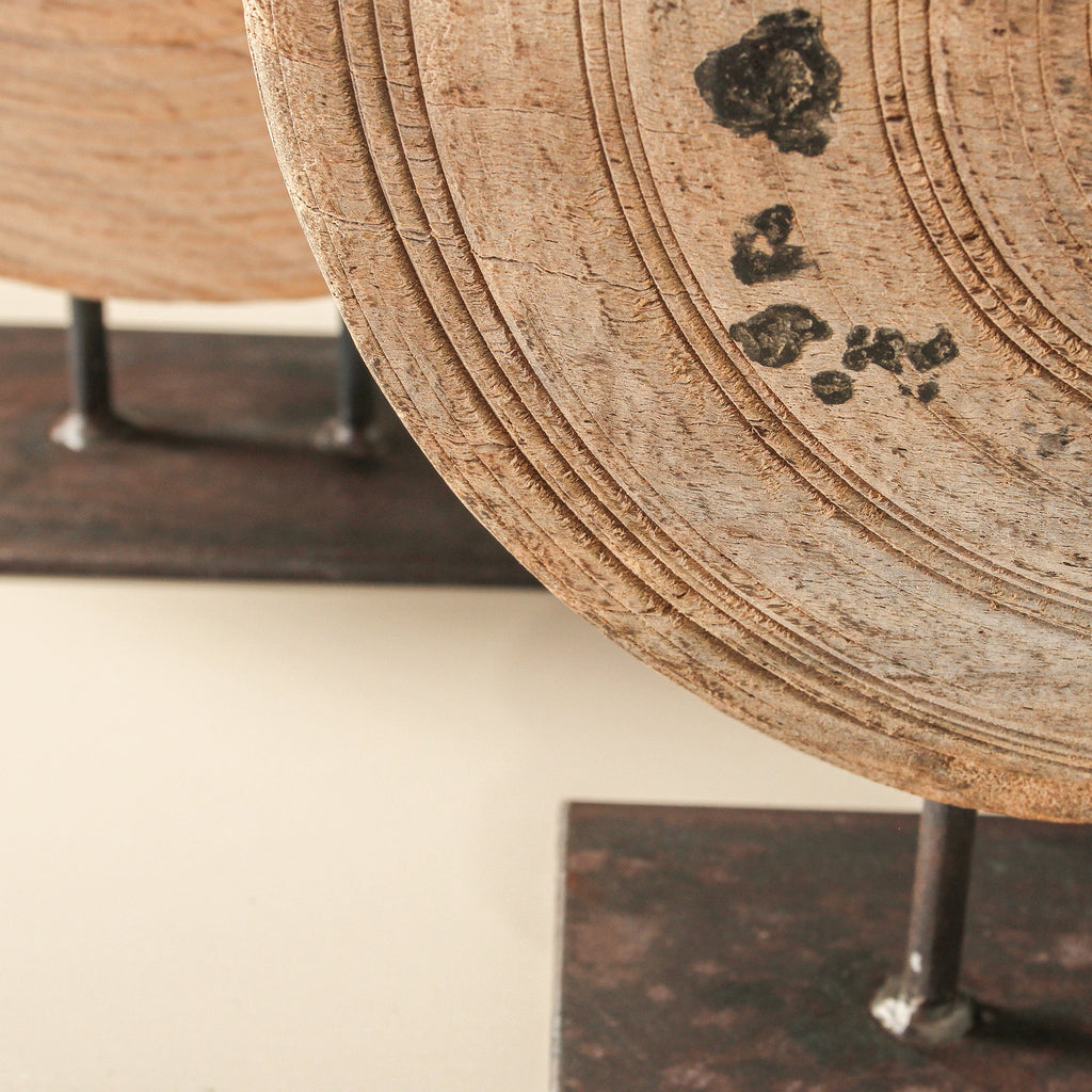 Vintage Indian Bleached Wheel On Stand - Few and Far - Decorative Objects