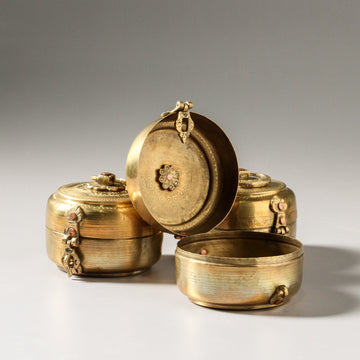 Vintage Indian Brass Chapati Box - Small - Few and Far - Decorative Objects