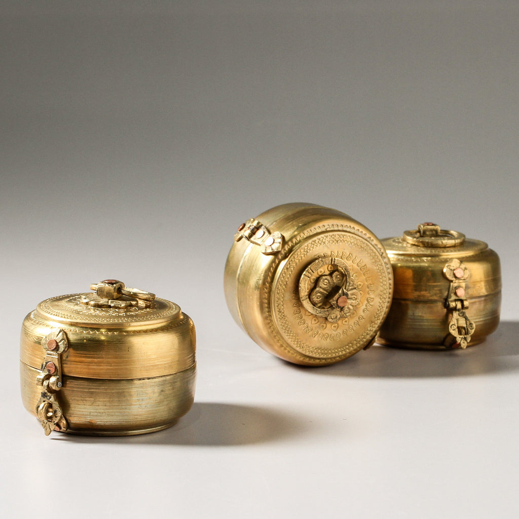 Vintage Indian Brass Chapati Box - Small - Few and Far - Decorative Objects