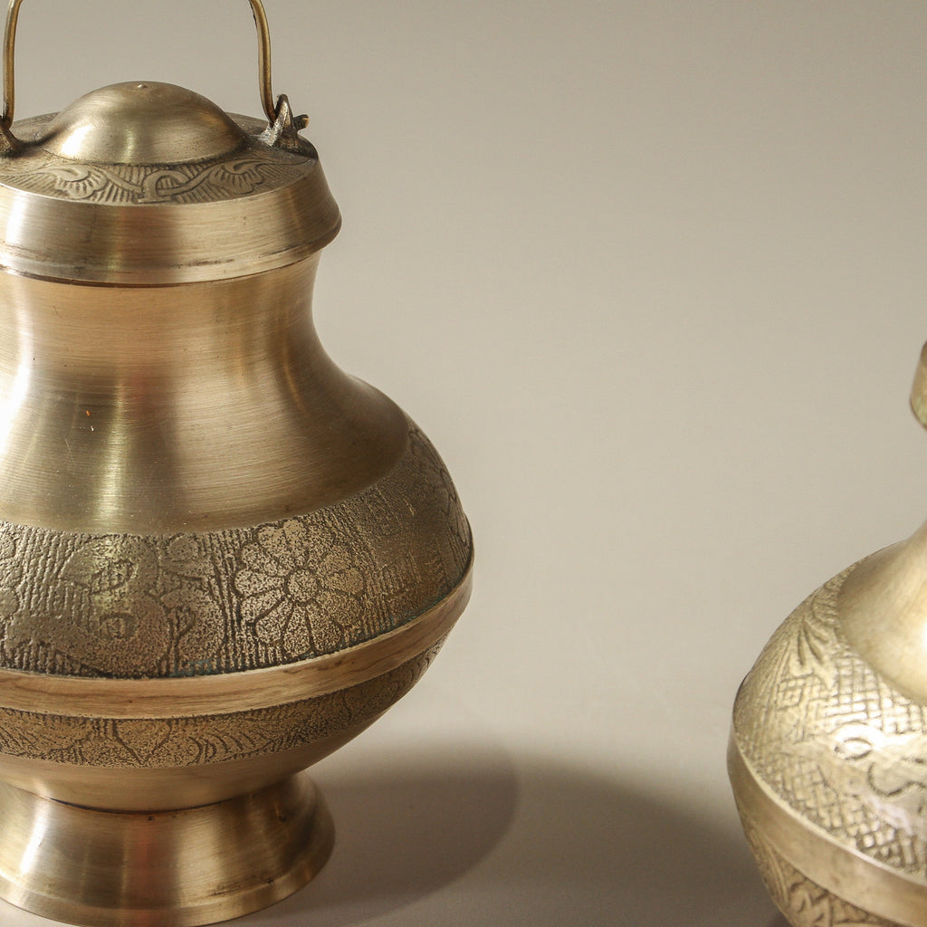Vintage Indian Brass Water Bottle - Few and Far - Decorative Objects