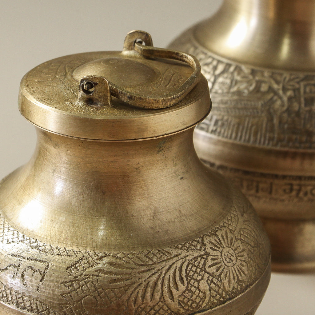 Vintage Indian Brass Water Bottle - Few and Far - Decorative Objects