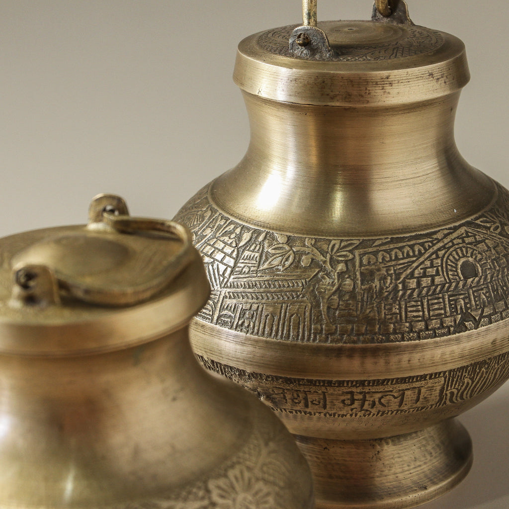 Vintage Indian Brass Water Bottle - Few and Far - Decorative Objects