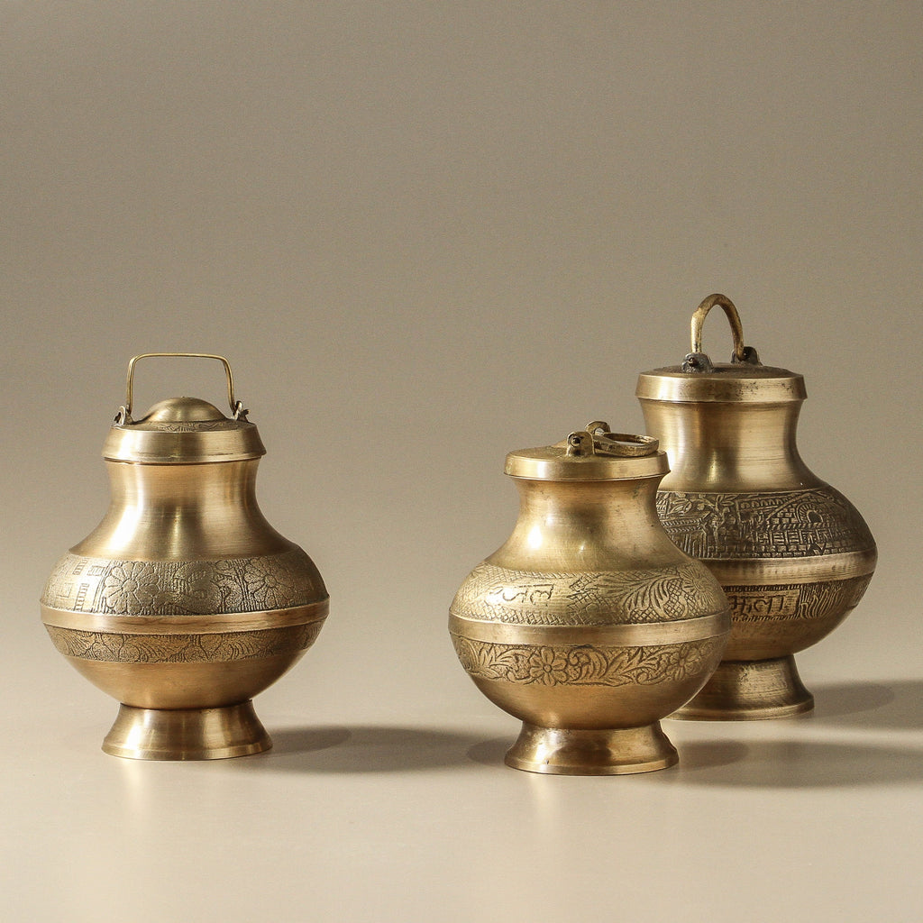Vintage Indian Brass Water Bottle - Few and Far - Decorative Objects