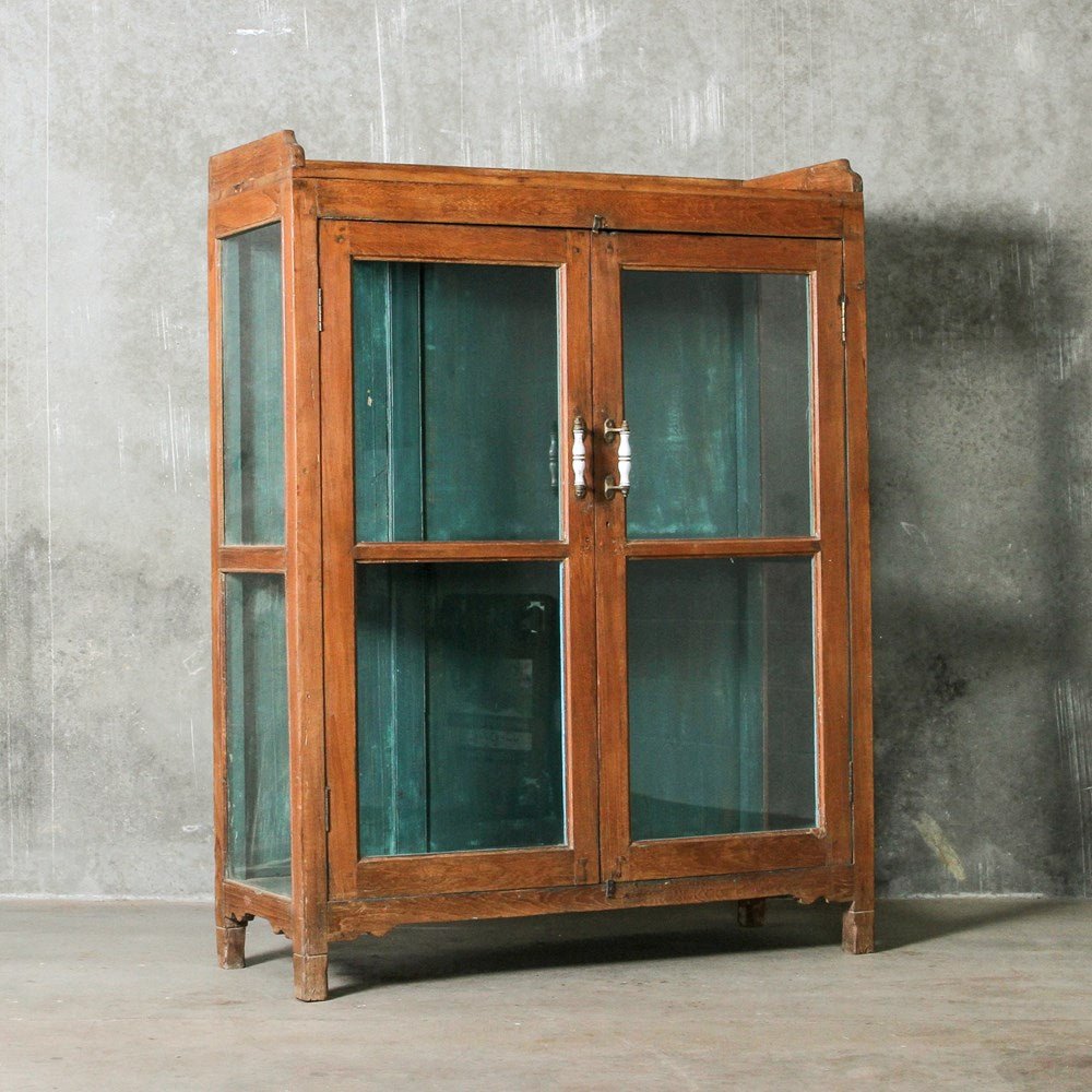 Vintage Indian Glass Almirah - Few and Far - Cabinets