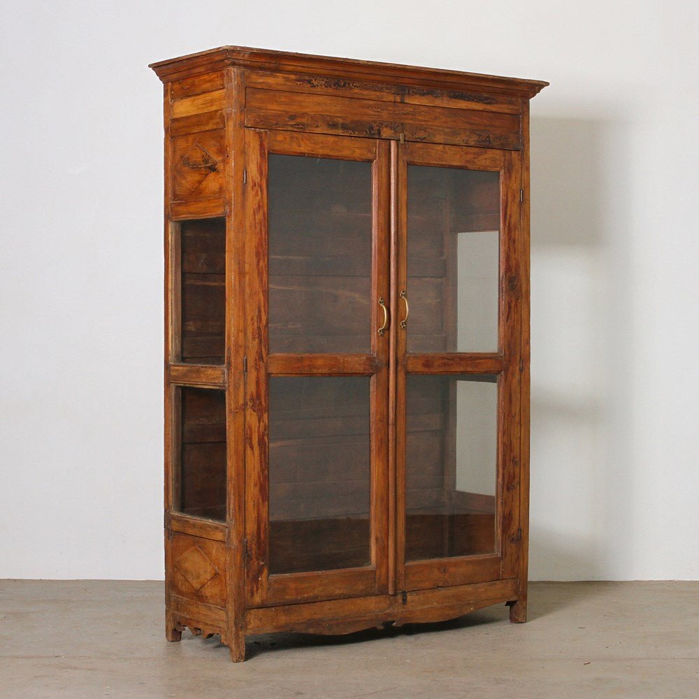 Vintage Indian Glass Almirah - Few and Far - Cabinets