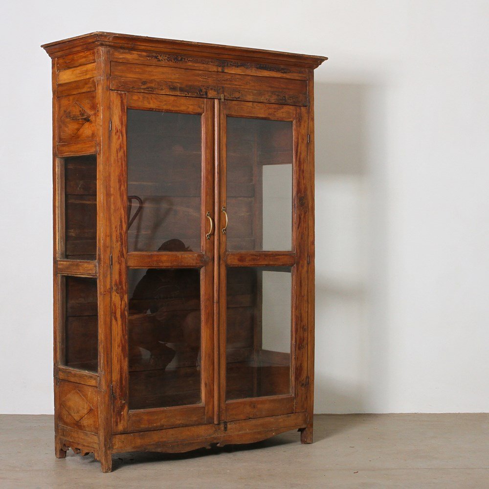 Vintage Indian Glass Almirah - Few and Far - Cabinets