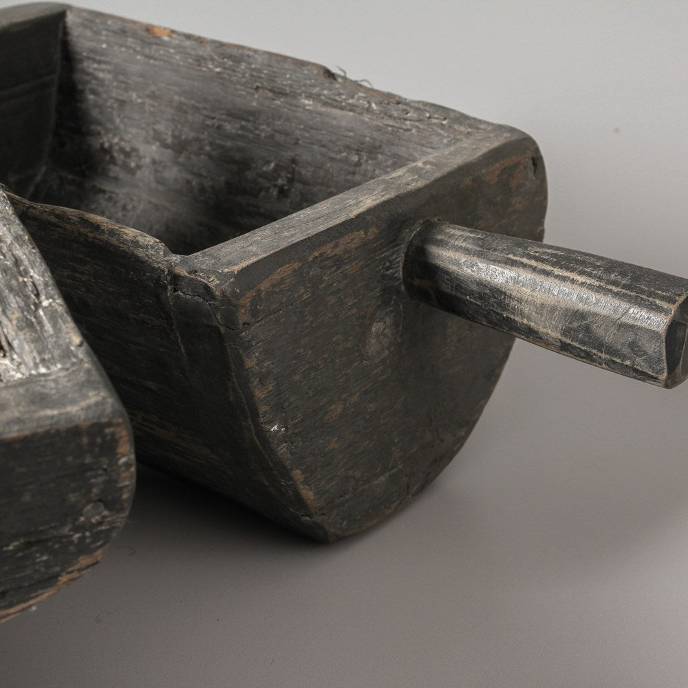 Vintage Indian Tray with Handle - Black - Few and Far - Decorative Trays
