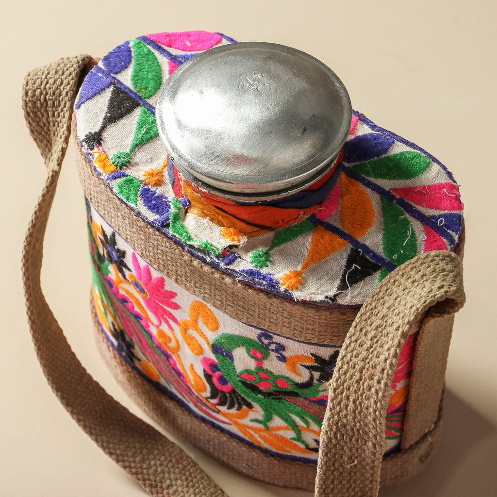 Vintage Indian Zinc Water Bottle - Few and Far - Decorative Objects