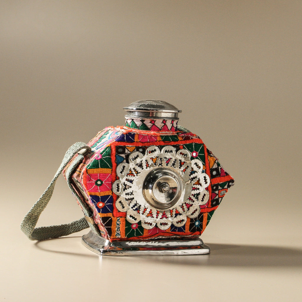 Vintage Indian Zinc Water Bottle - Few and Far - Decorative Objects